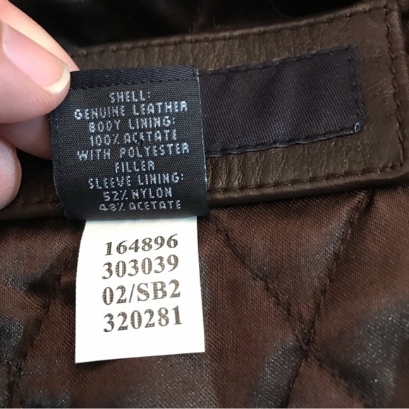 Gap Brown Leather Jacket Coat Adult Size Small Insulated Quilted Lining Mens - Picture 13 of 13